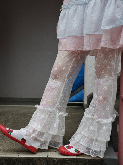 Bow Lace Versatile Flared Pants【s0000017761】