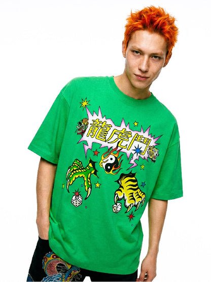 Dragon Tiger Print Oversized T Shirt【s0000017110】