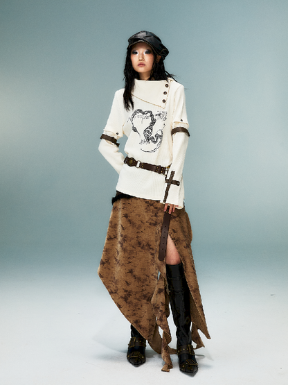 탈착식 긴 슬리브 니트 탑 [S0000011482]