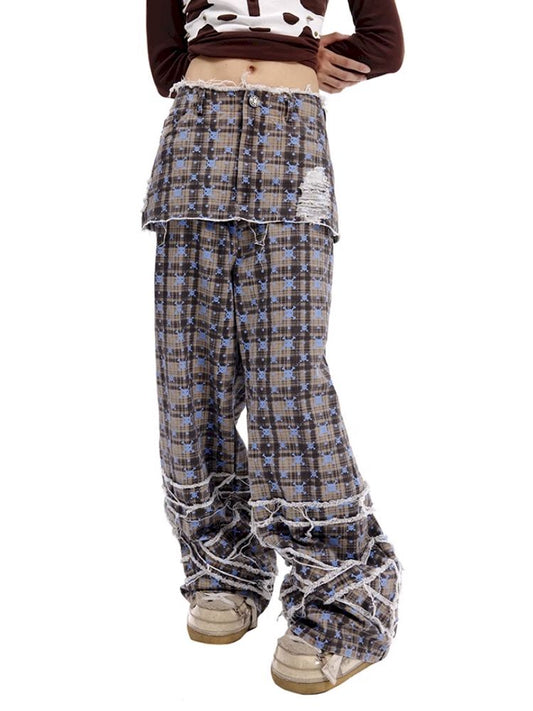 Skull Plaid Pant Skirt [S0000010617]