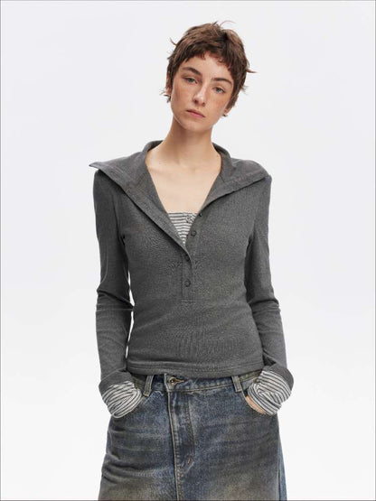 Comfortable Slim Henry Neck Knitted Top【s0000014878】