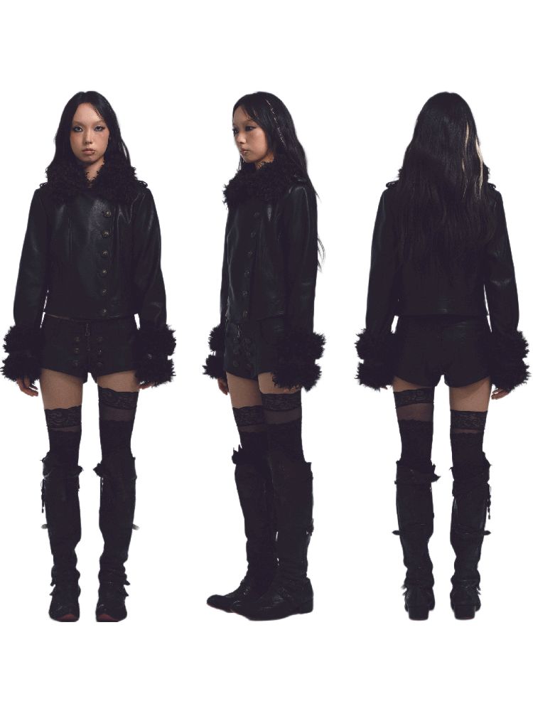 Leather Jacket Shorts Set [S0000010740]