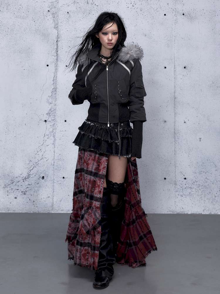 Street Punk Fur Hooded Padded Jacket【s0000014922】
