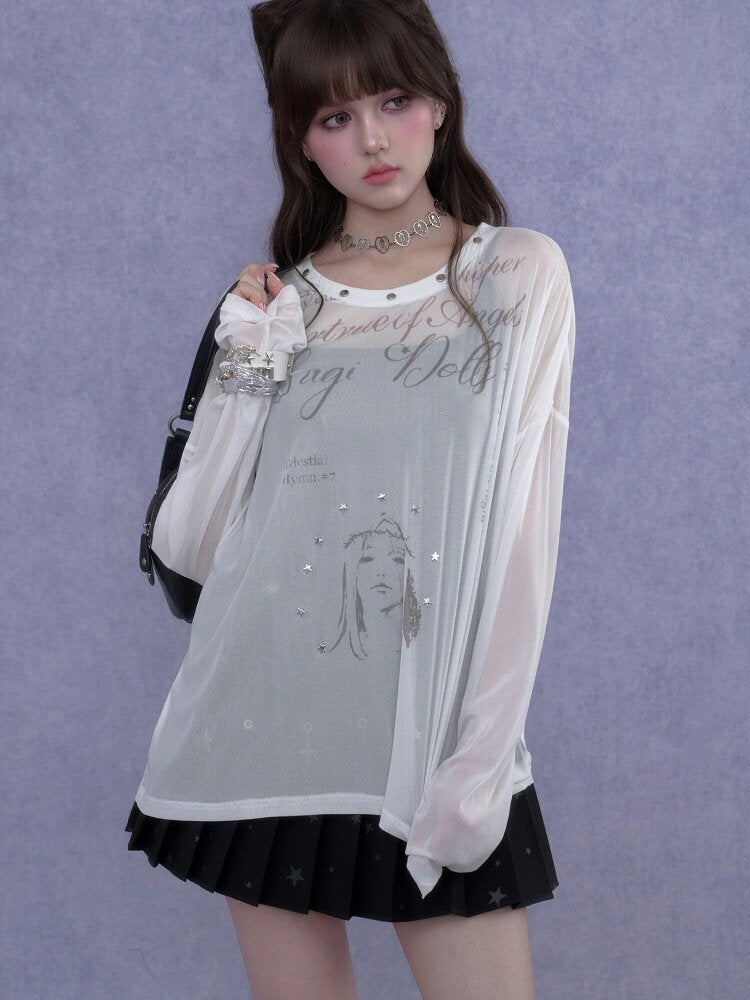 Fighting Spirit Mesh Print Casual T-shirt【s0000017269】