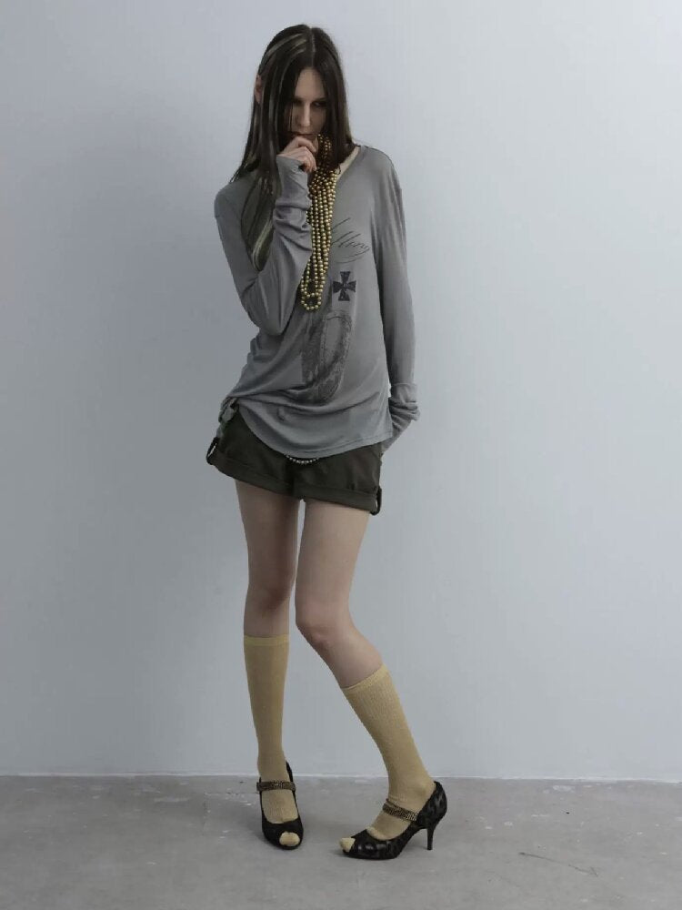 Knight Print Irregular T-Shirt【s0000016574】