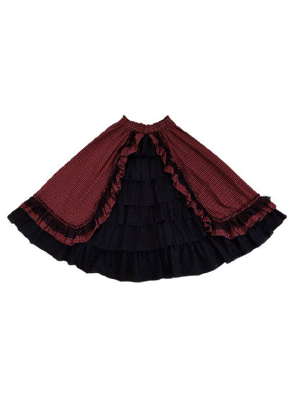 Plaid Lace Cake Waltz Skirt【s0000019284】