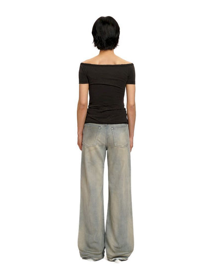 One-shoulder Slim short-sleeved T-shirt【s0000012529】