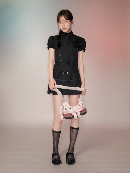 MDark Check Irregular Pleated Skirt【s0000016416】