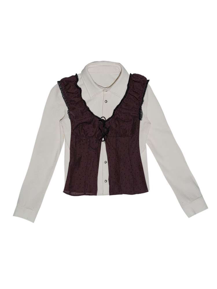 Blue Plaid Polka Dot Long Shirt【s0000014902】