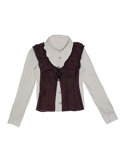 Blue Plaid Polka Dot Long Shirt【s0000014902】