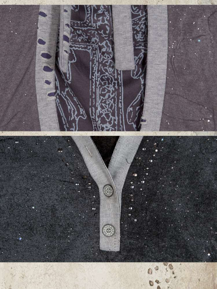 High-Stretch Printed Rhinestone Knit Top【s0000014490】