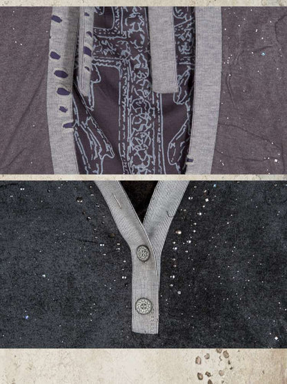 High-Stretch Printed Rhinestone Knit Top【s0000014490】