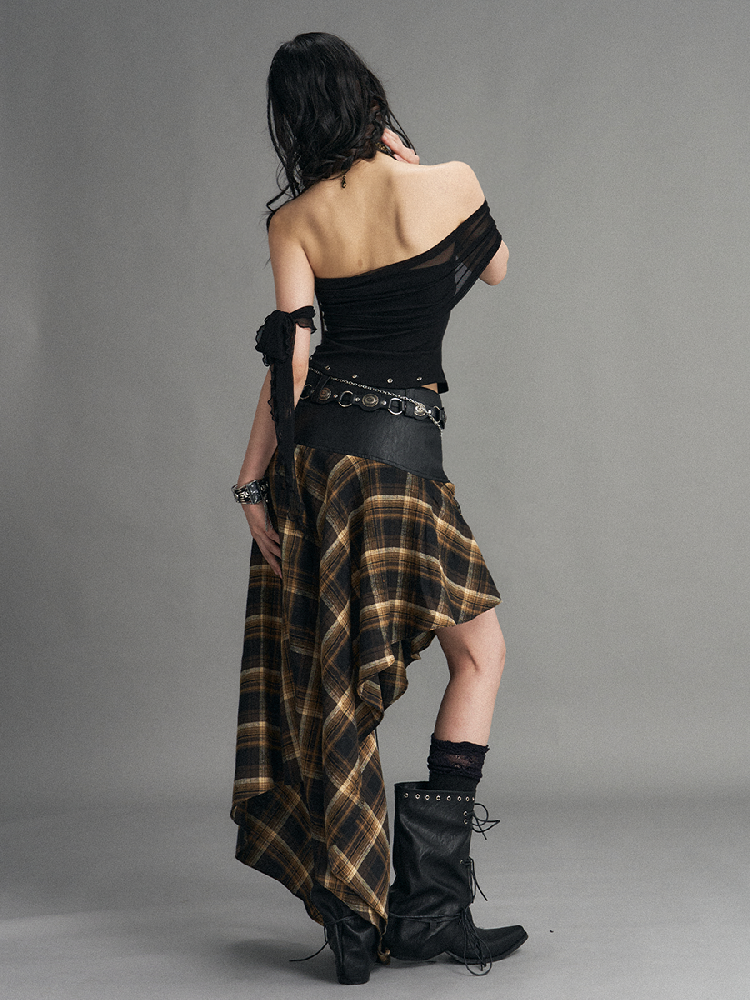 Mesh Knit Strapless Cropped Top【s0000017525】