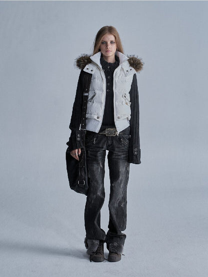 Fur Hooded White Duck Down Vest【s0000019093】
