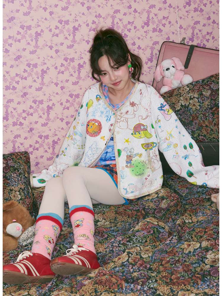 Graffiti Fleece Button Cardigan【s0000015369】