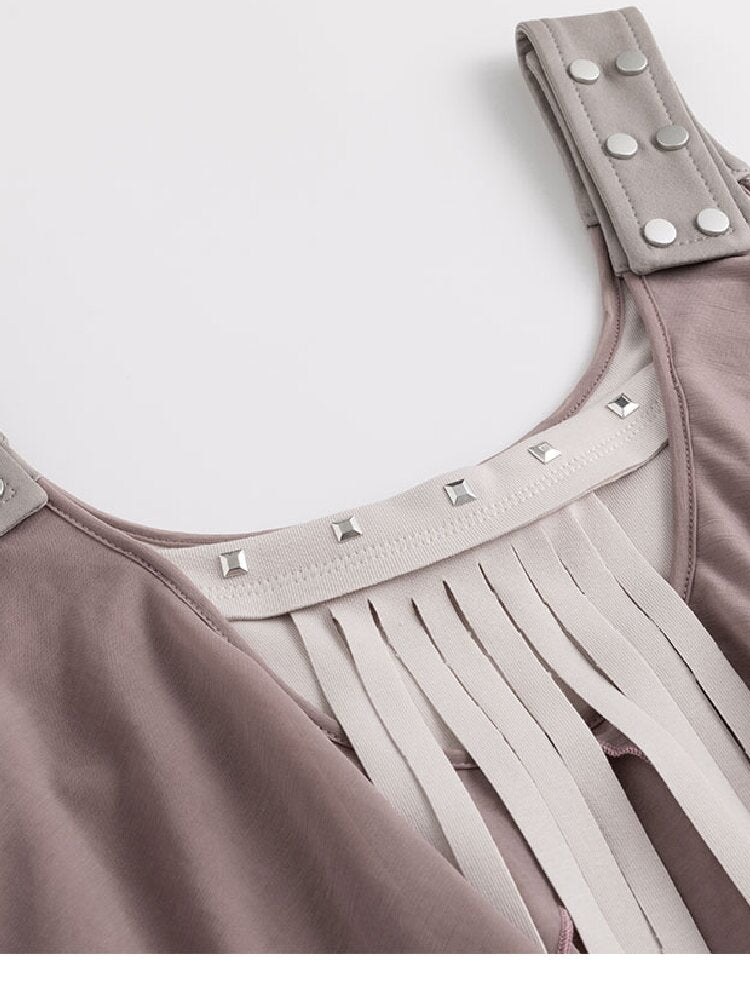 Ruffle Fringe Loose Faux Two-Piece Dress【s0000018099】
