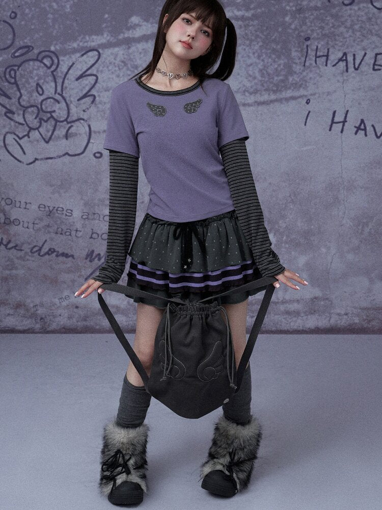 Fake Two Straight Shoulder T-shirt【s0000015763】