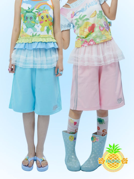 Cute lace trim sports shorts【s0000012870】