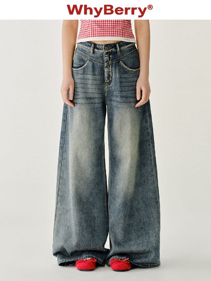 Old silhouette retro high-waisted jeans 【s0000011974】