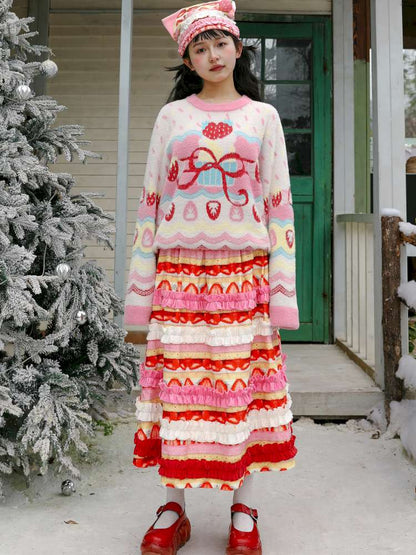 Corduroy Strawberry Print Skirt【s0000015104】