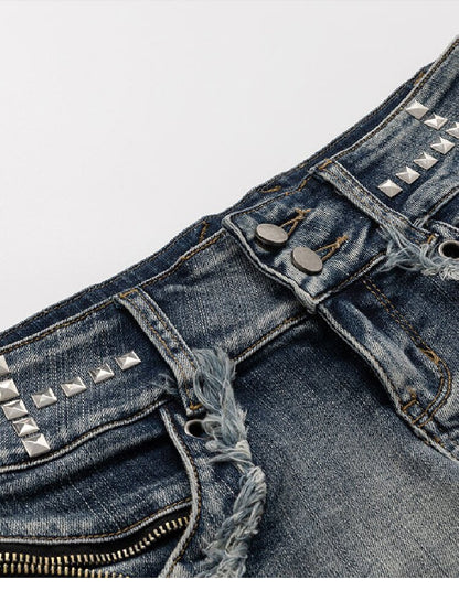 Party By The Sea Rivet Denim Shorts【s0000017042】