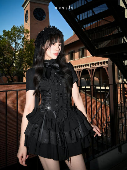 Gothic Vintage Waist Lace Dress【s0000016941】