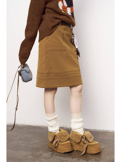 Large Pockets Leather Skirt【s0000014410】