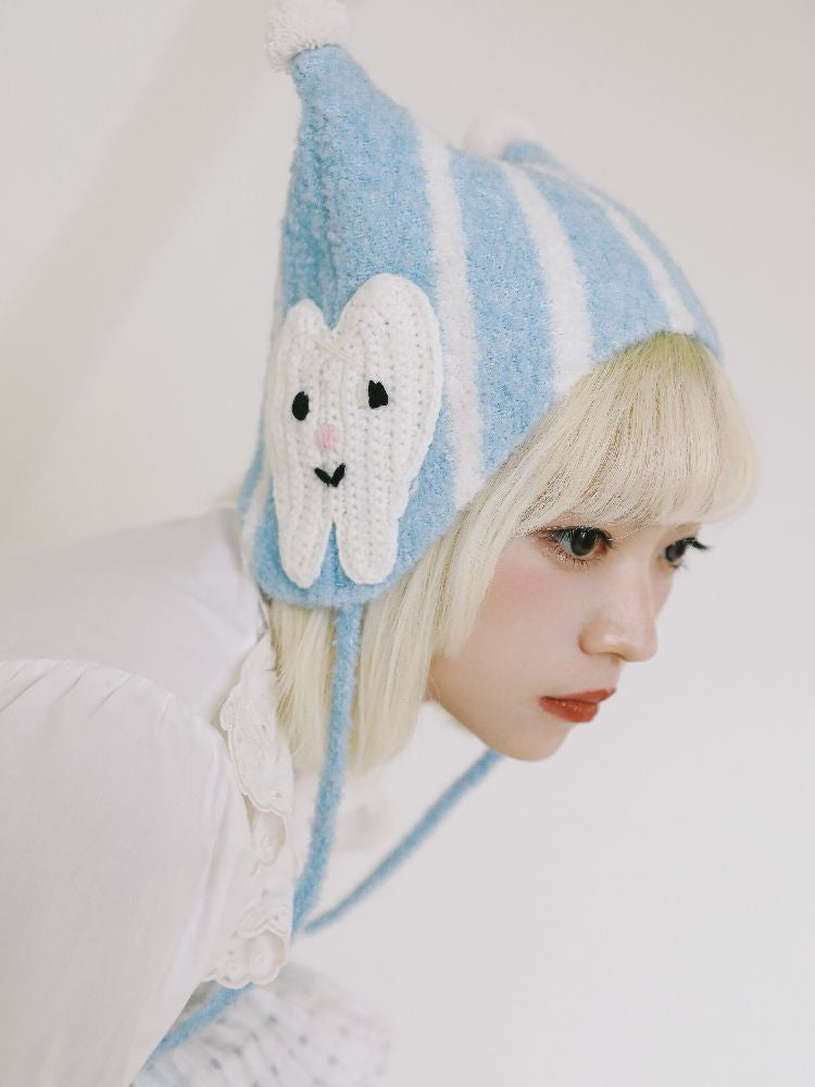 Striped Pointed Ear Knit Hat [S0000010900]