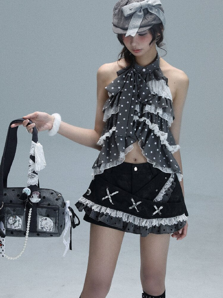 Leather Splicing Polka Dot Skirt【s0000016720】