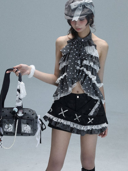Leather Splicing Polka Dot Skirt【s0000016720】
