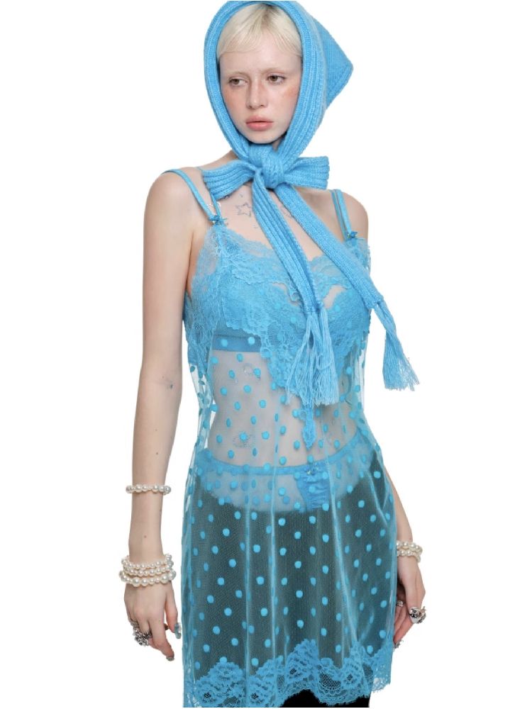 Lace See Through Halter Dress【s0000011602】