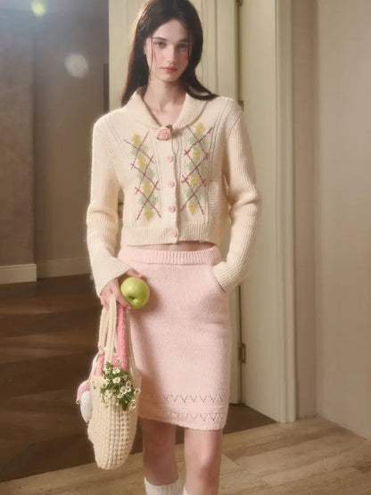 Knit Cardigan Skirt Set【s0000014332】