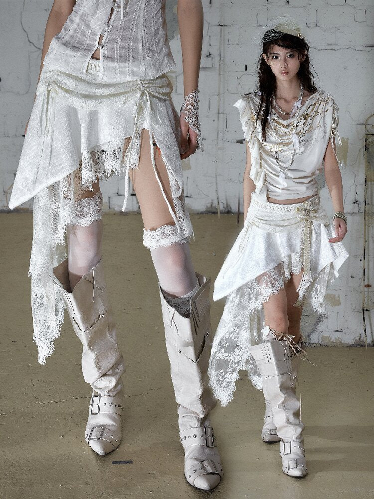Baroque Velvet Lace A-Line Skirt【s0000016988】