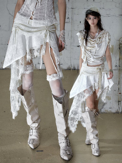 Baroque Velvet Lace A-Line Skirt【s0000016988】