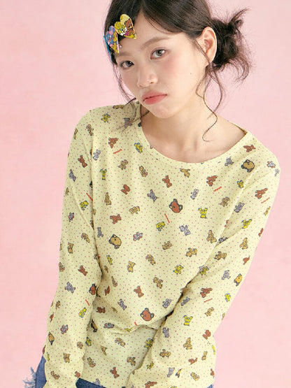 Plaid Crew Neck Waffle Print Top【s0000019249】