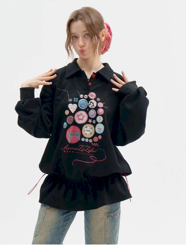 Neck Waist Slimming Sweatshirt【s0000012217】