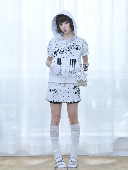Notes Polka Dot Hooded Cardigan【s0000016547】