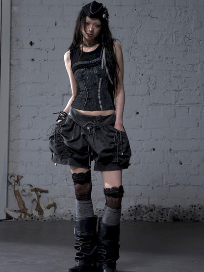 Ssleeveless fitted knit short vest【s0000012791】