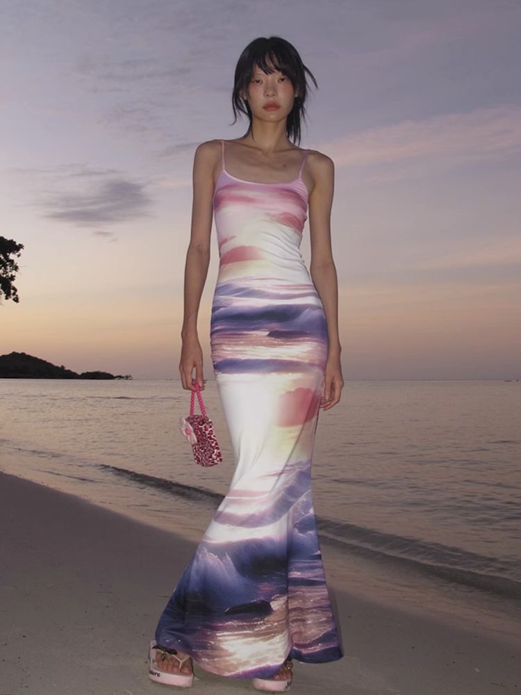 Sunset Beach Fishtail Halter Dress【s0000009610】