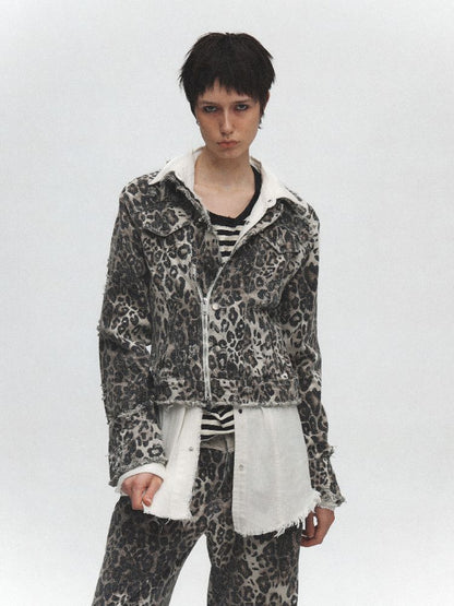 Leopard Print Washed and Aged Jacket【s0000011632】