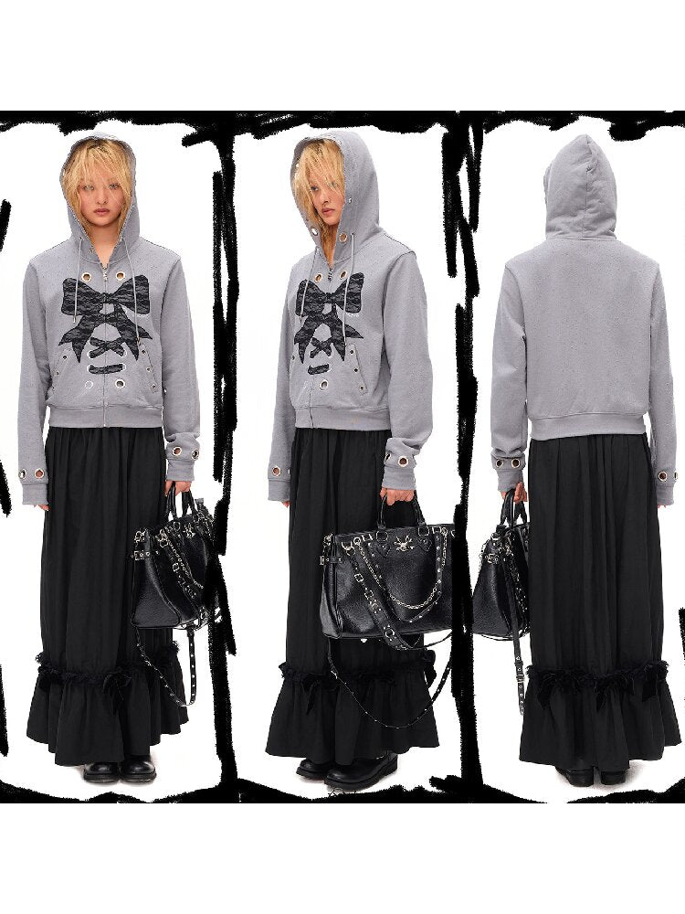 Velvet Bow Pleated Maxi Skirt【s0000016499】