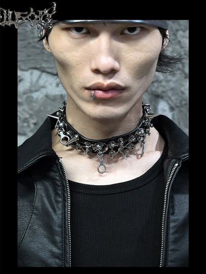 Hardcore Leather Punk Necklace Accessory【s0000018870】