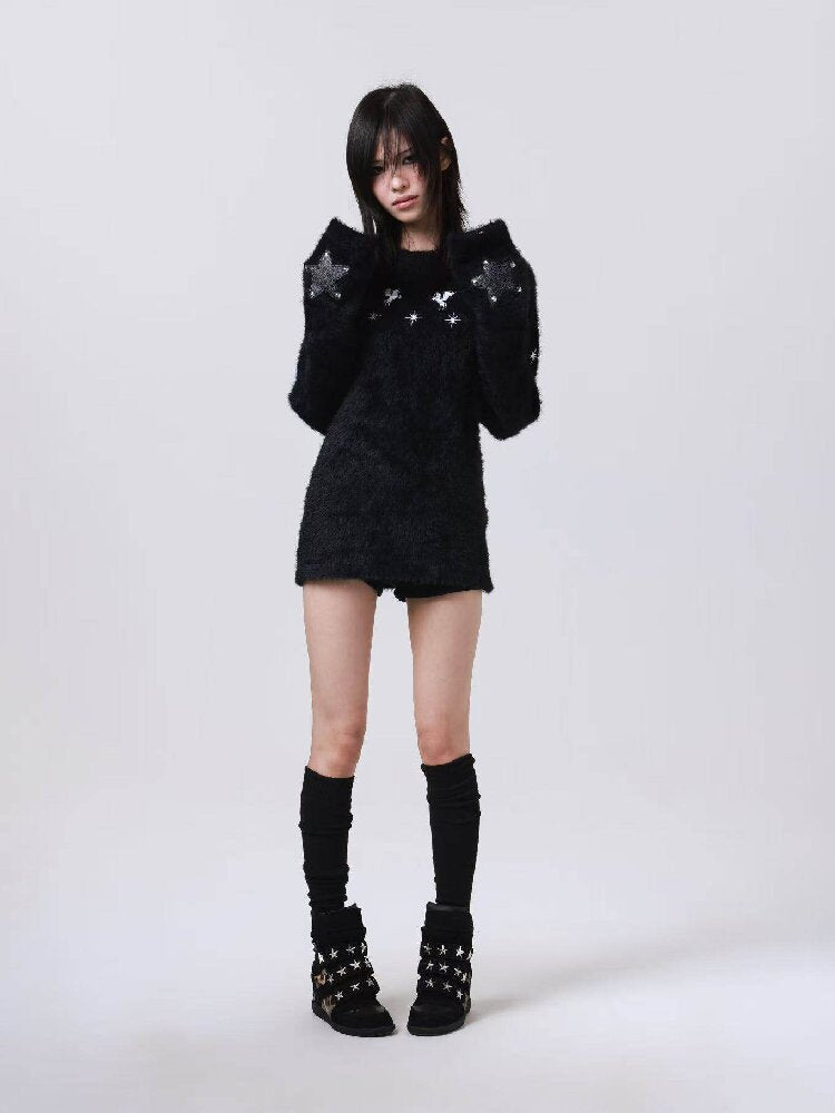 Mohair Pentagram Patchwork Sweater【s0000018186】
