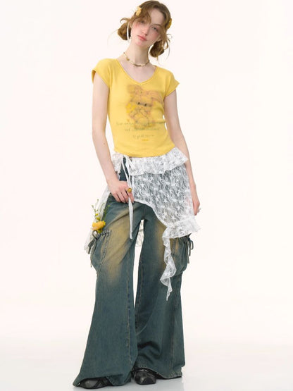 Lace Irregular Hem One Piece【s0000012227】