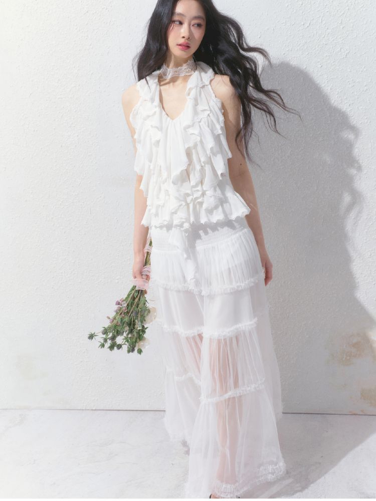 Semi-Sheer Vibe Halter Long Skirt【s0000012158】