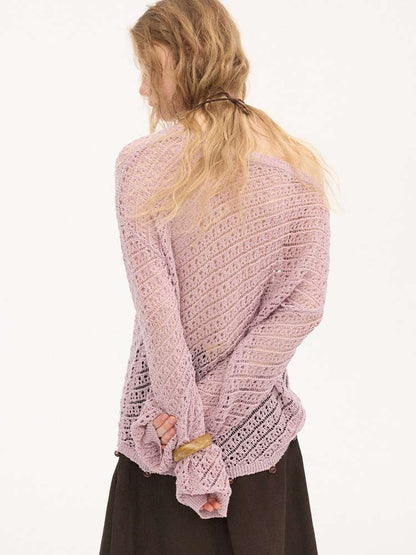 Diagonal Openwork Beaded Knitwear【s0000015405】