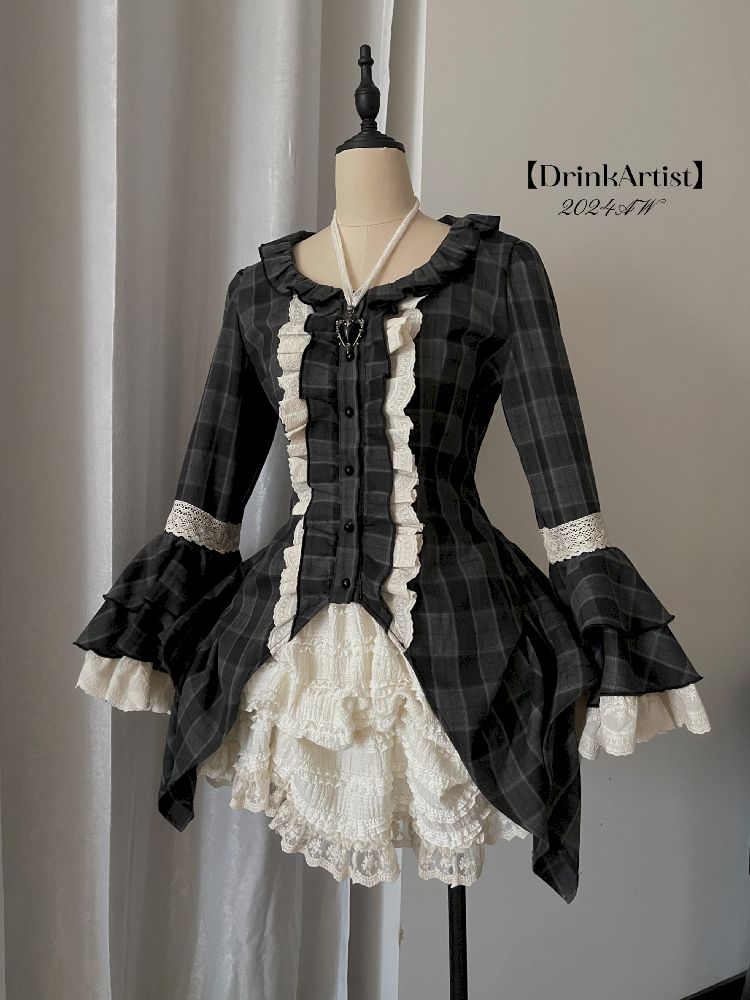 레이스 ji 슬리브 도베 테일 불규칙한 셔츠 [S0000011340]