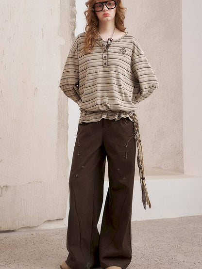 Imitation hot diamond straight loose trousers【s0000014385】