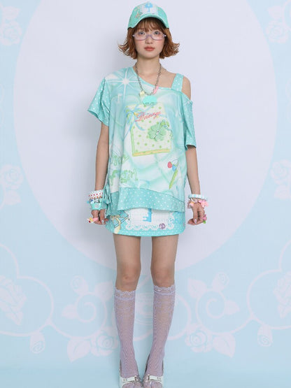 Lucky Clover Mint Shoulder T Shirt【s0000017454】
