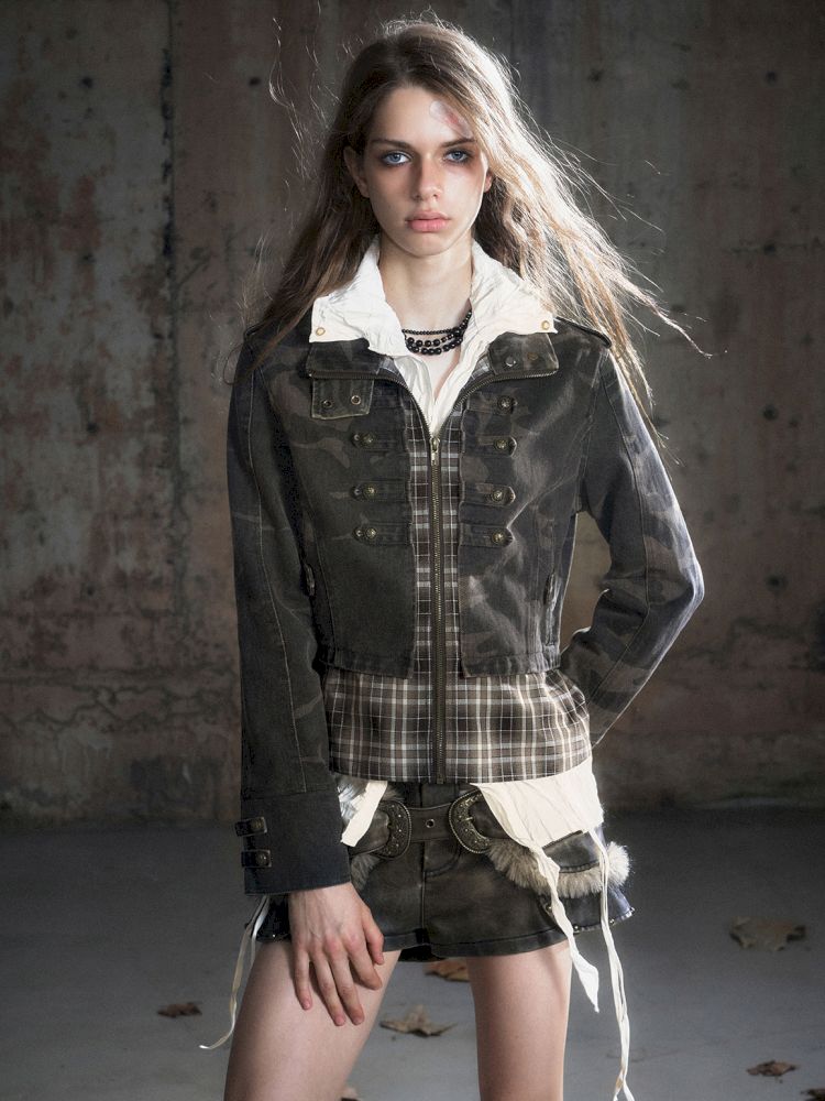 Standing collar zipper positive shoulder jacket【s0000013891】